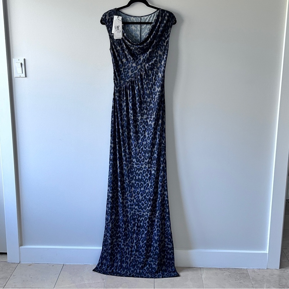 Iceberg Dress Women's Size D42 (CDN 8) Maxi Length Blue/Black Designer Milano